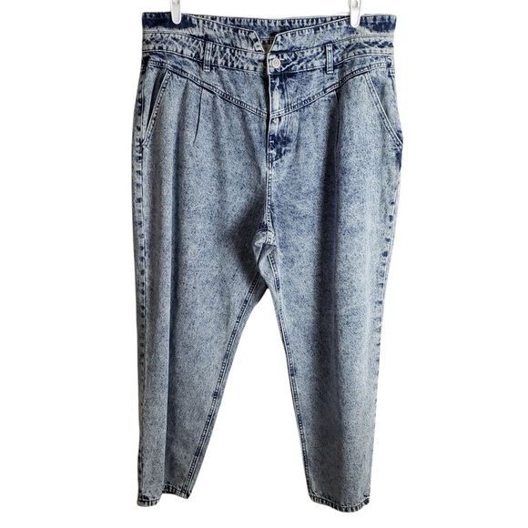 Eloquii Plus Size Super High Rise Blue Jeans Medium Blue Acid Wash - Picture 12 of 12